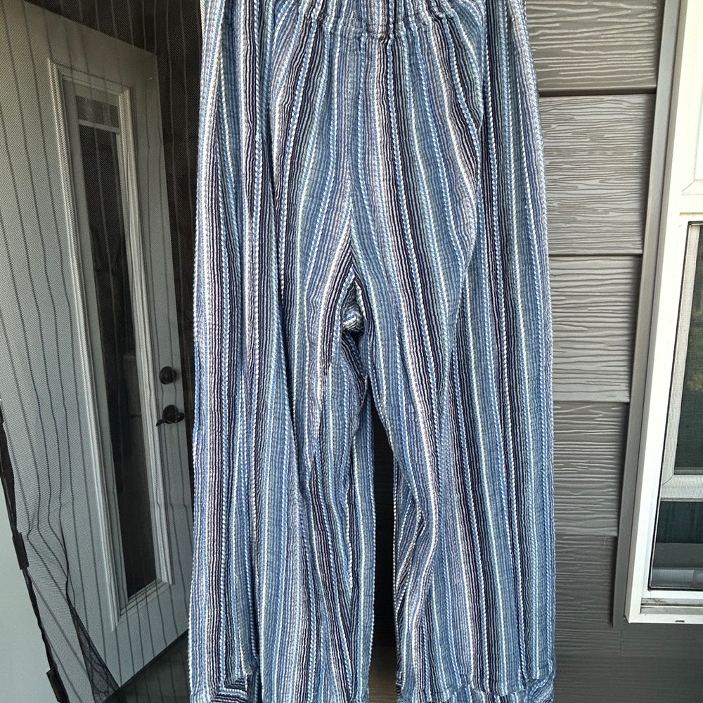 Free People Blue Striped Wide Leg Pants - Picture 6 of 7